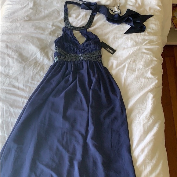 NWT dark blue evening or prom dress. - Picture 1 of 4